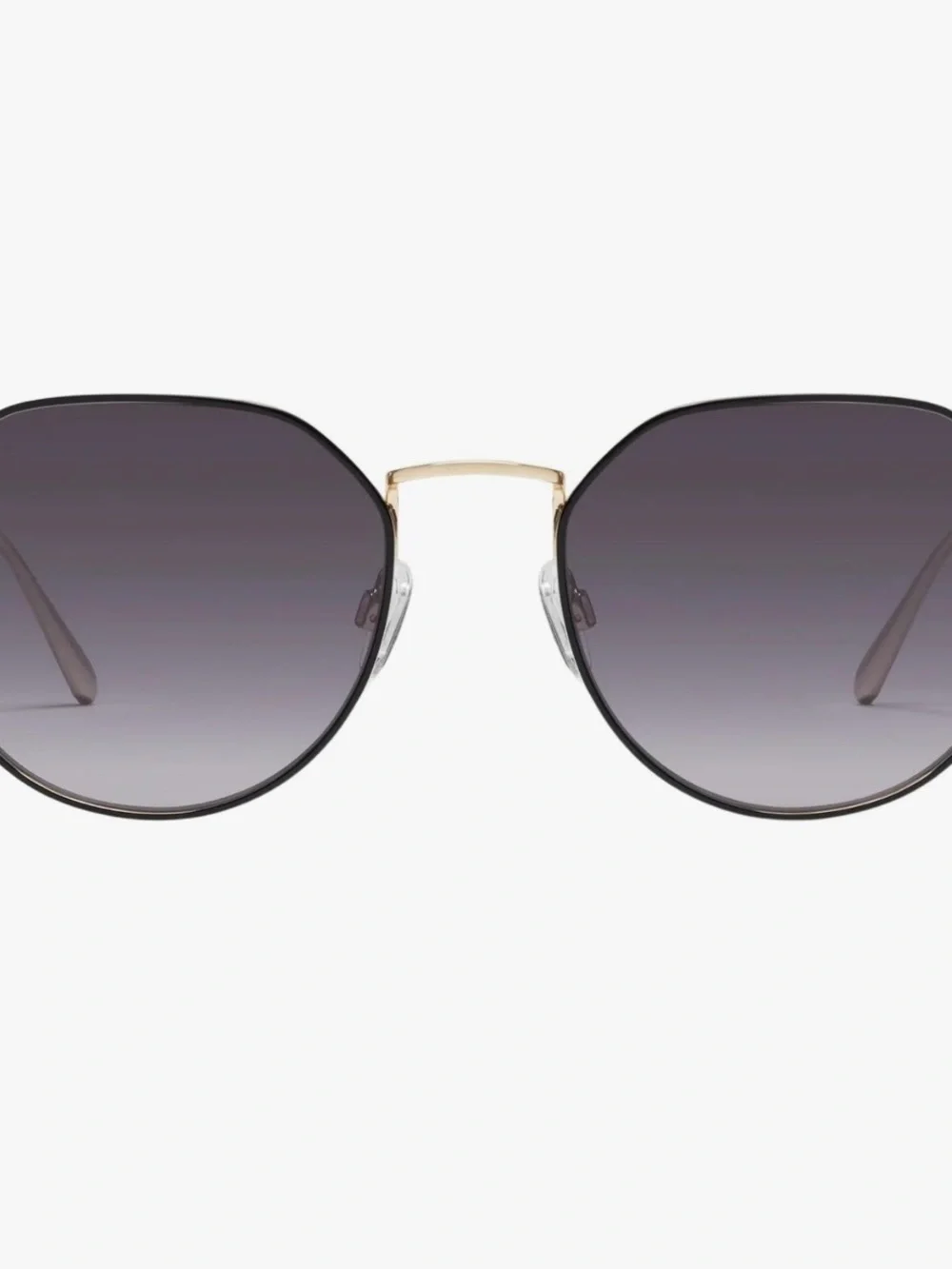Quay Rooftop Round Sunglasses In Black And Gold Frame/Smoke Lenses Women's New